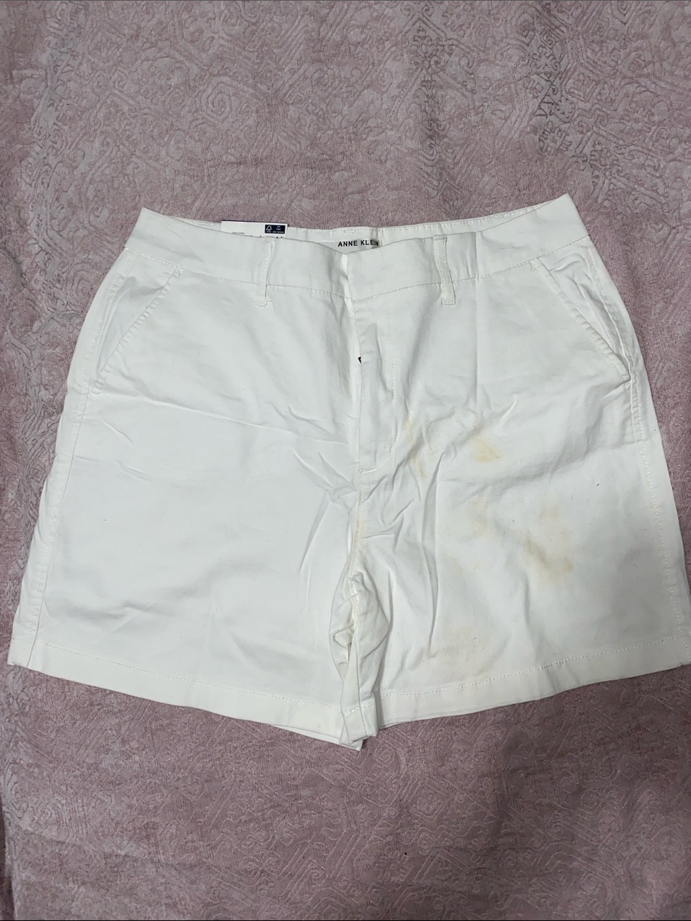 Anne Klein Off-White Casual Cotton Blend Shorts